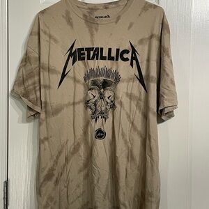 Metallica In Vertigo Tan Tie-Dye Skull T-Shirt